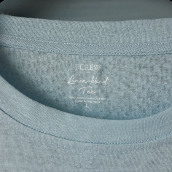 NWT J. Crew Linen-Blend Crewneck Tee With Curved Hem, Blue - Picture 5 of 6